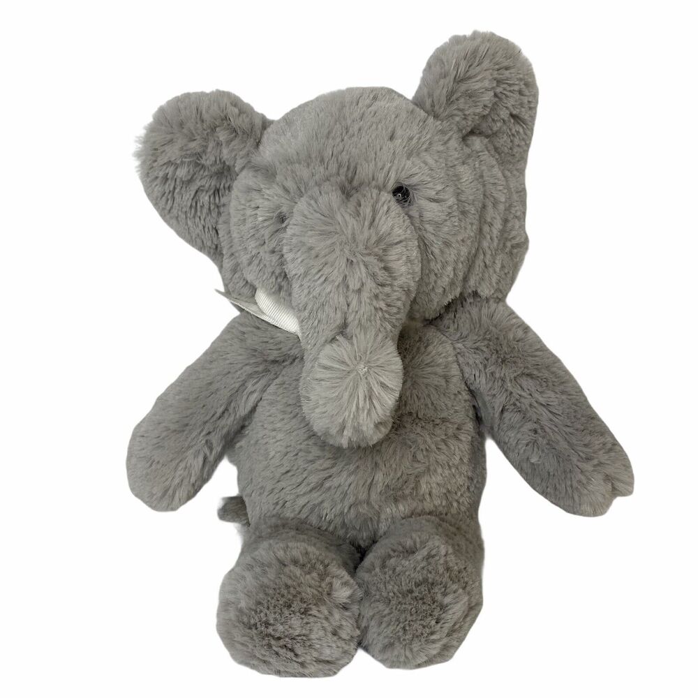Elephant Plush Pottery Barn Kids 11" Gray White Bow PBK Stuffed Animal‎ Toy